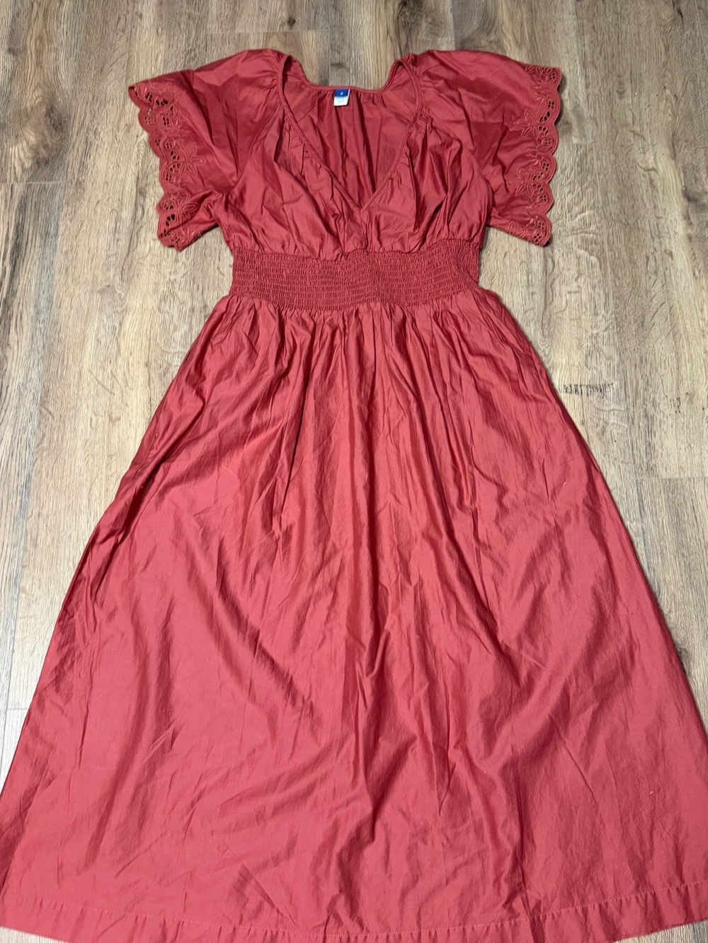 Old Navy Rust-Red Smocked-Waist Maxi Dress